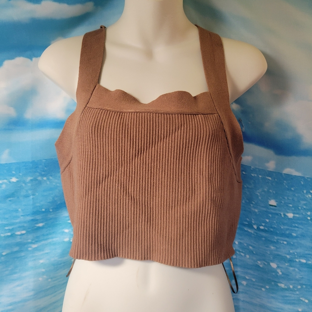 House Of Harlow NWOT‎ Brown Ribbed Women's Top Size Large